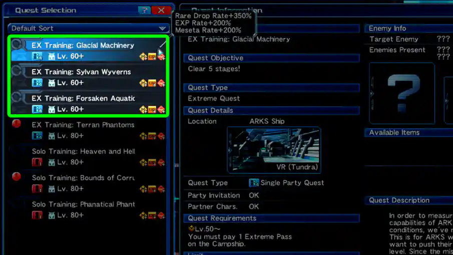 Extreme Quest List