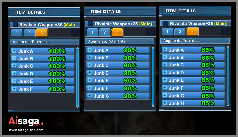 Weapon upslot to 6s, 7s, 8s during 10% boost week affixing (with augment aid 40%)